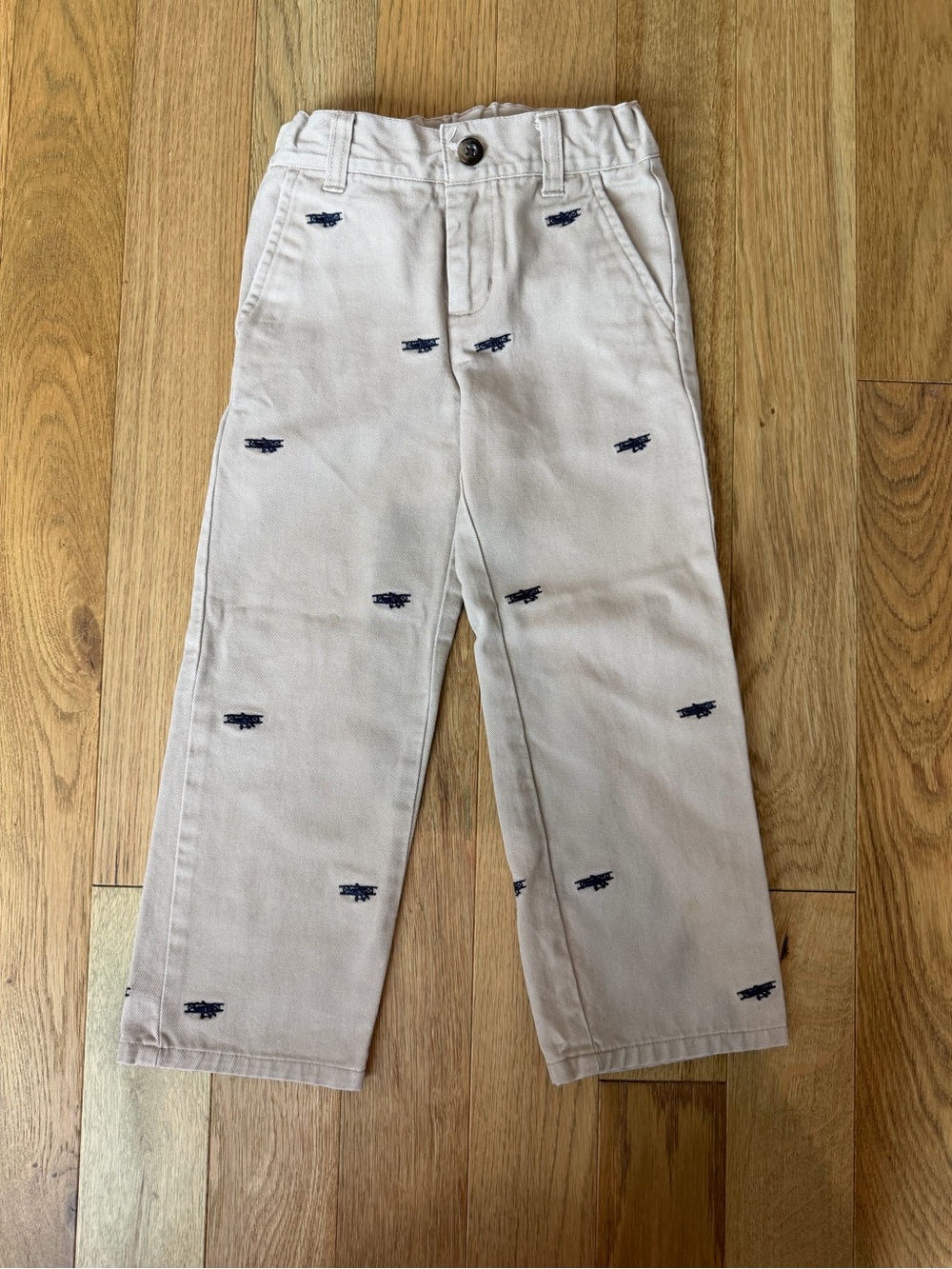 Janie and Jack Boys Khaki Airplane Embroidered Chino Pants Size 4